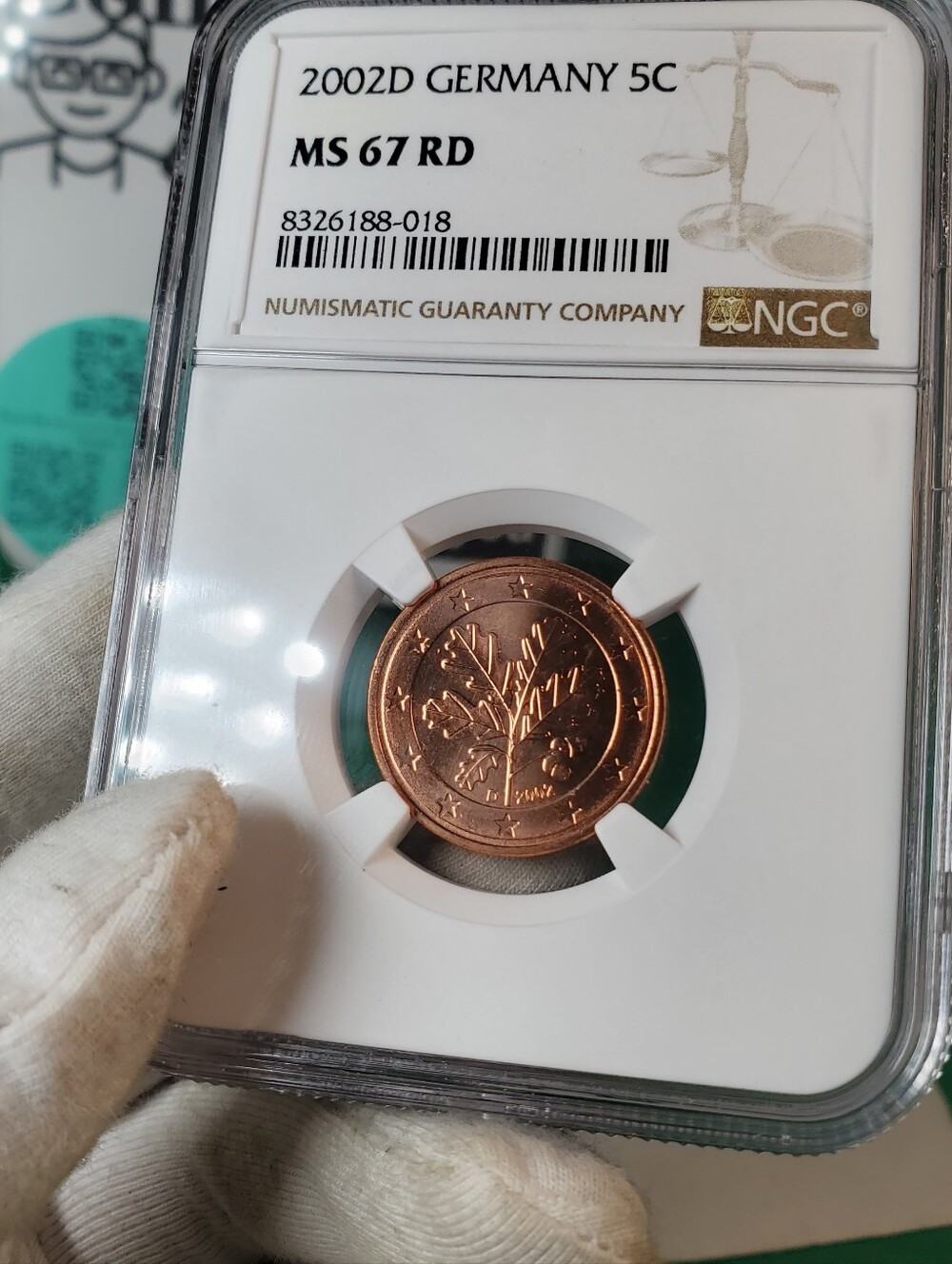 Germany 2002 5 Cent NGC MS 67 RD Copper Plated Steel Coin